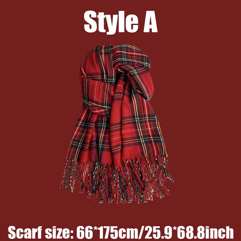Winter Red Plaid Scarf