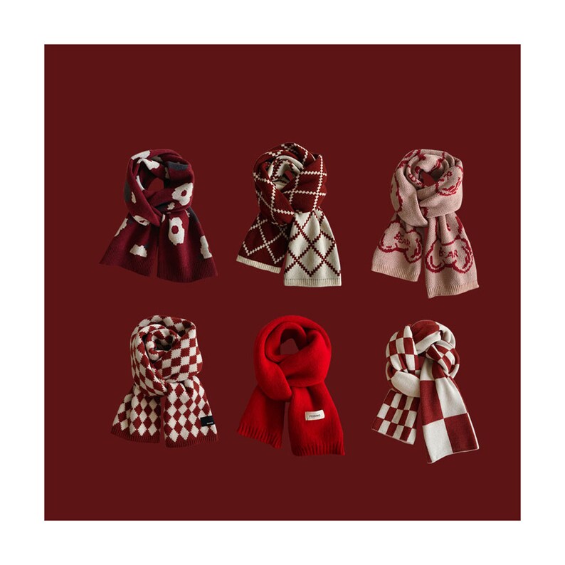 Winter Red Plaid Scarf