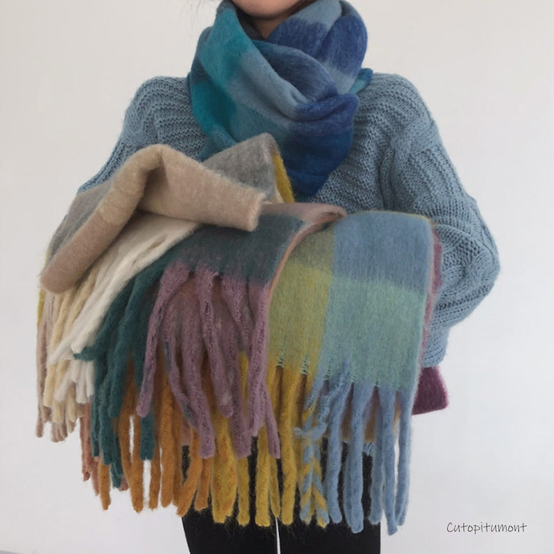 Women Winter Soft Check Scarf